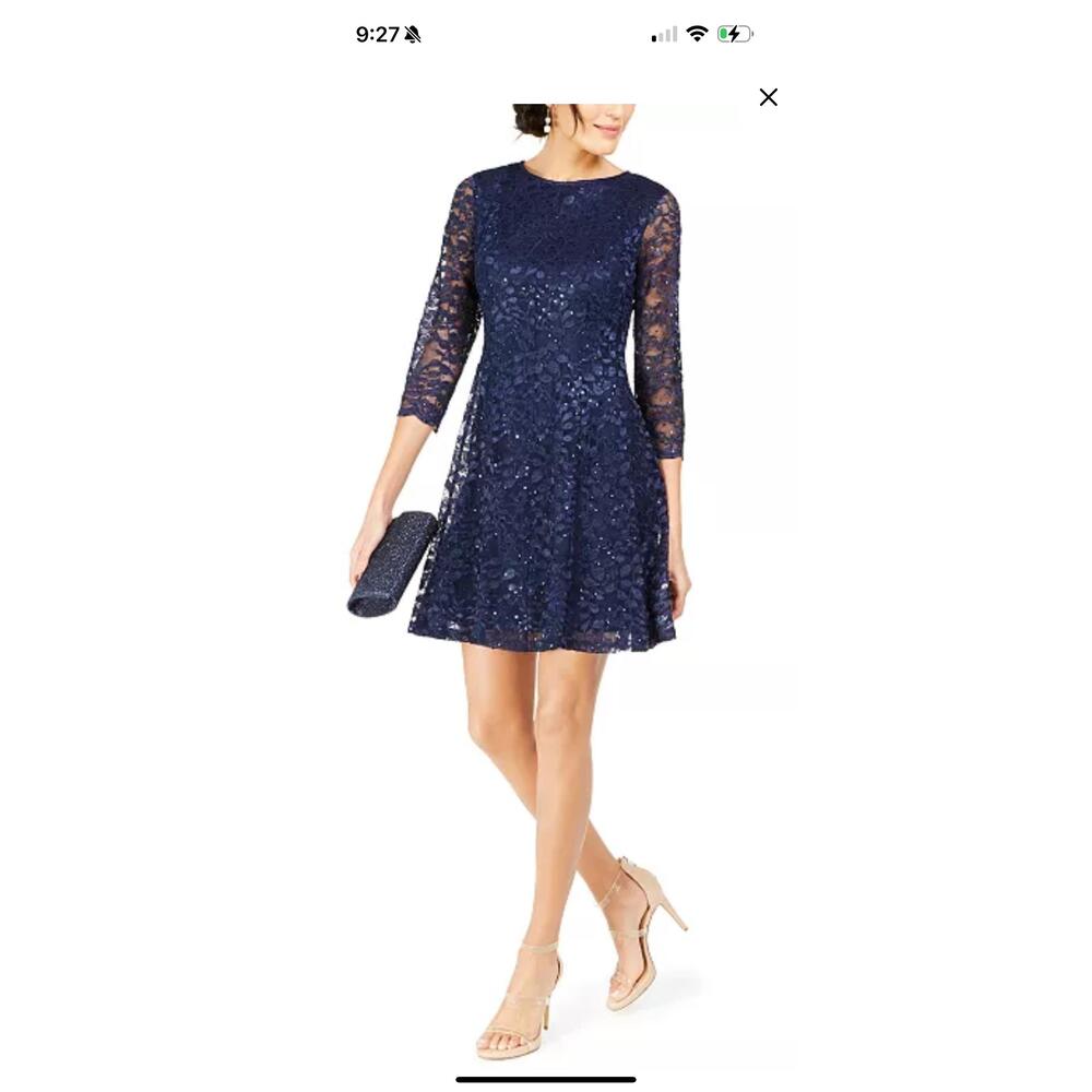 Jessica Howard Navy Lace Prom Dress